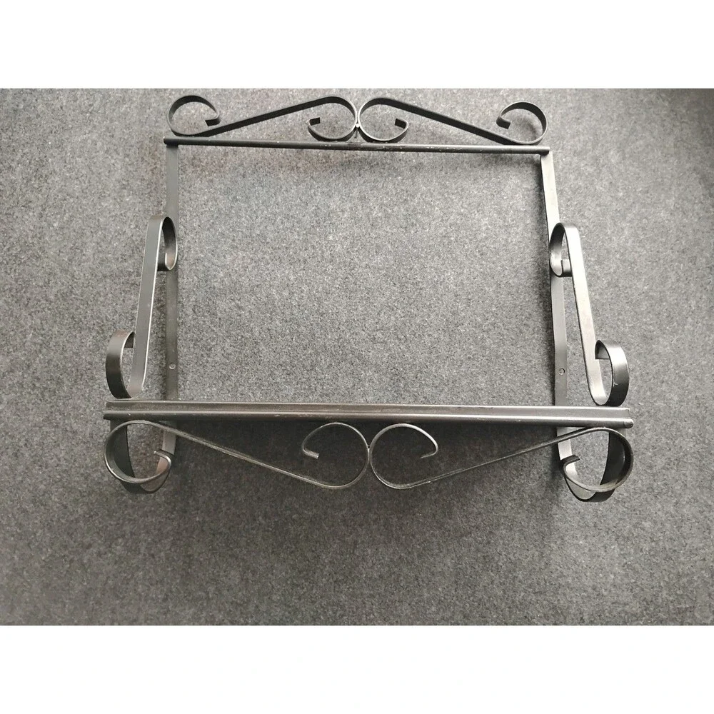 Vintage Black Metal Wrought Iron Shelf Spice Rack Primitive Cottage Core Decor